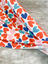 Orange Blue Hearts Print Sweater Knit Fabric by the yard IRREGULAR OSK00995