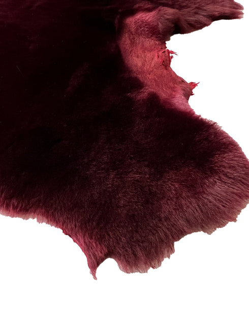 Burgundy Sheepskin Hide Fur Leather LEF00005