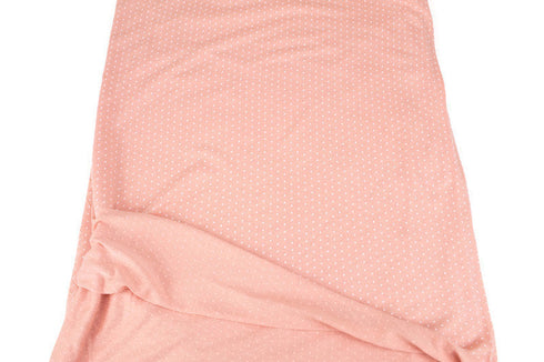 Peach Pink and Off White Mini Polka Dot Knit Jersey Fabric Remnant 4 yards