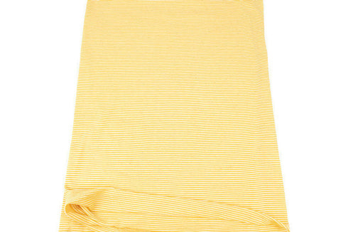 Yellow and White Narrow Stripe Speckled Knit Jersey Fabric Remnant 30 inches length STK00256A
