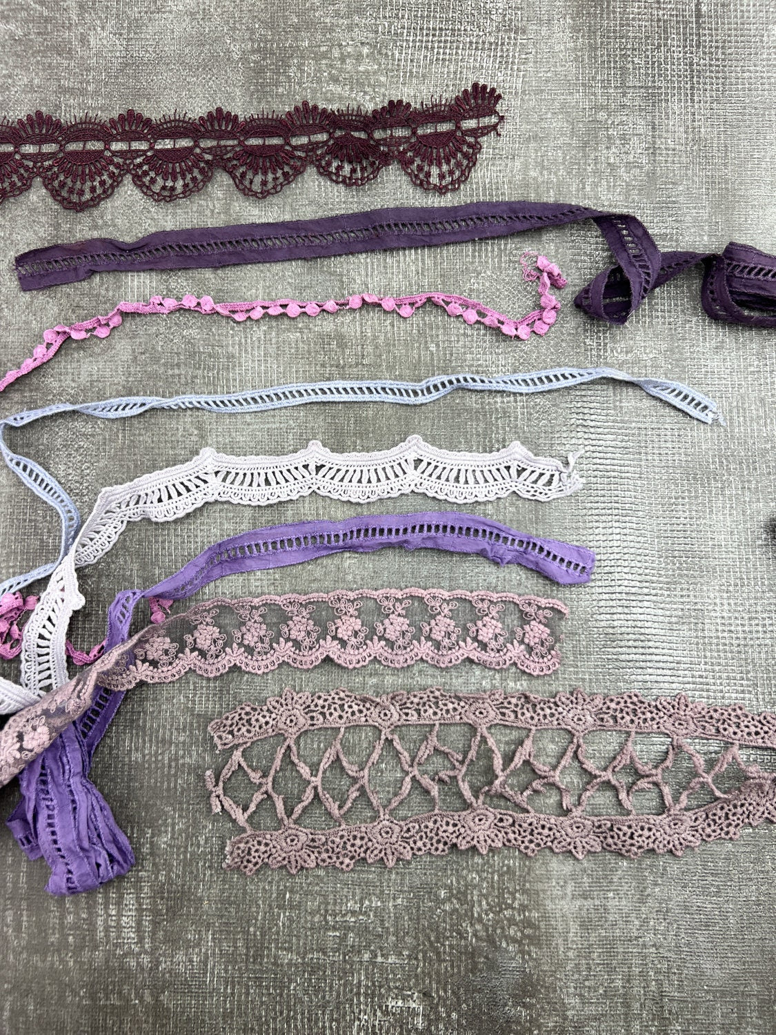 Purple Lace Trims Variety Trim Scrap Pack Scrap Bundle Pack 8 Pieces