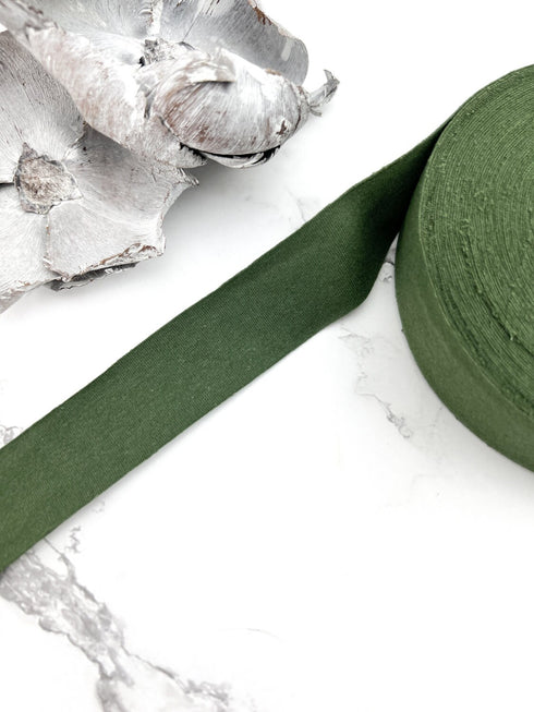 Olive Green Cotton Knit Jersey Bias Tape 1.25 inches width 18 yards BST00338