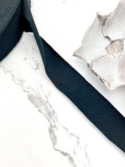 Black Cotton Knit Bias Tape 1.25 inches width x 40 yards BST00340