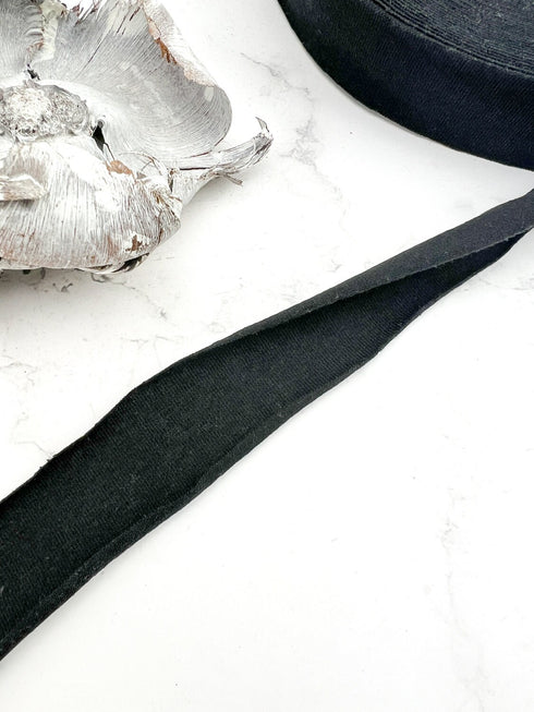 Black Cotton Knit Bias Tape 1.25 inches width x 40 yards BST00340