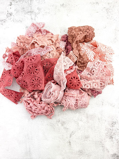 Blush Pink Lace Trims Variety Trim Scrap Pack Scrap Bundle Pack 11 Pieces SPK00194