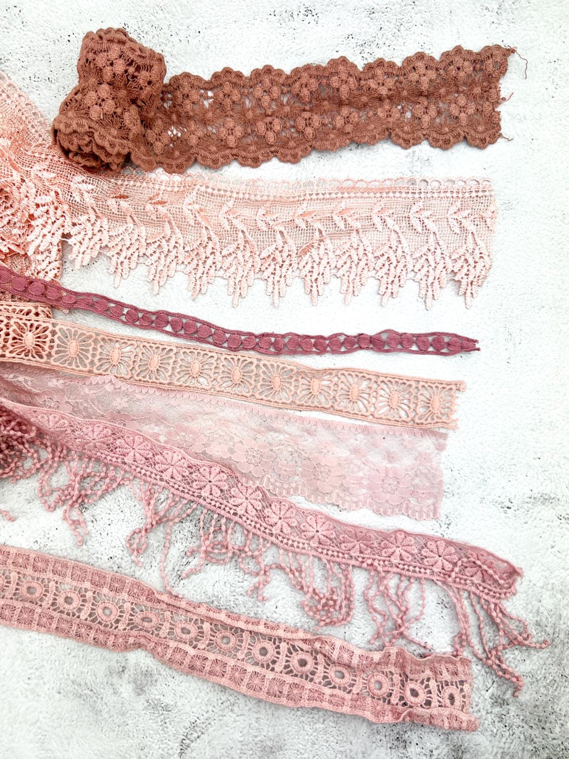 Blush Pink Lace Trims Variety Trim Scrap Pack Scrap Bundle Pack 11 Pieces
