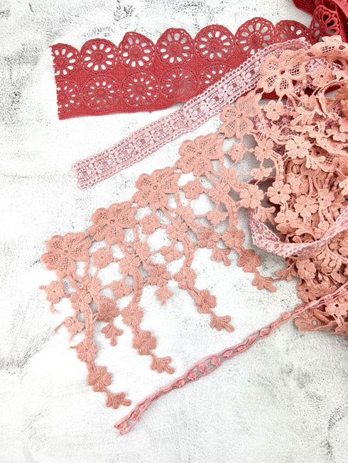 Blush Pink Lace Trims Variety Trim Scrap Pack Scrap Bundle Pack 11 Pieces SPK00194