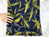 Navy with Leaves Light Weight Linen Sweater Knit Fabric Remnant Designer Fabric 1 yard 24 inches OSK01216