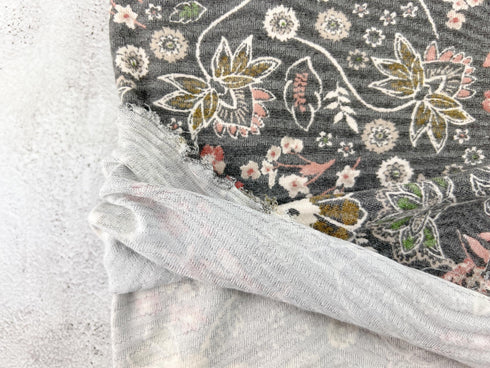 Brown Floral Wavy Rib Knit Fabric Remnant 2.5 yards PDK00793