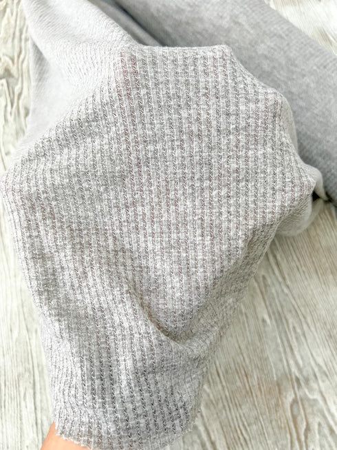 Gray Pointelle Rib Knit Fabric by the yard ATK00540R