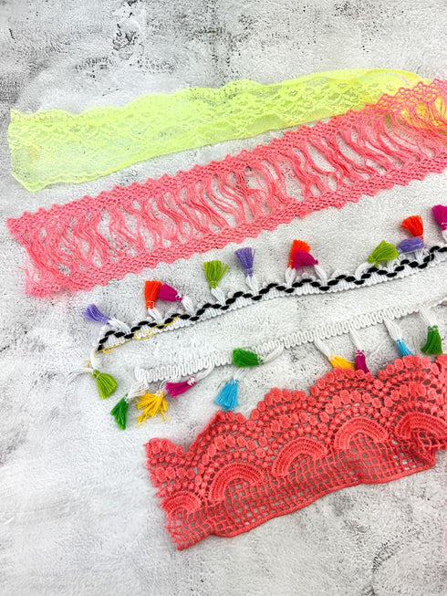 Bright Lace Trims Variety Trim Scrap Pack Scrap Bundle Pack 8 Pieces SPK00192