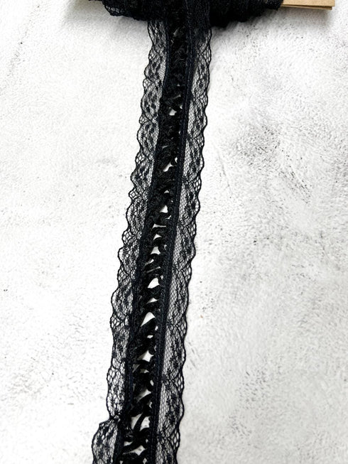 Black Center Lace Up Lace Trim Remnant 8 yards NLT00501