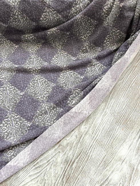 Purple and Olive Diamond Print Brushed Sweater Knit Fabric by the yard OSK01220R