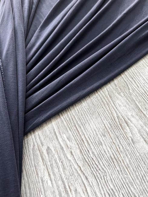 Muted Dark Blue Cupro Rib Knit Jersey Fabric by the yard ATK00542R
