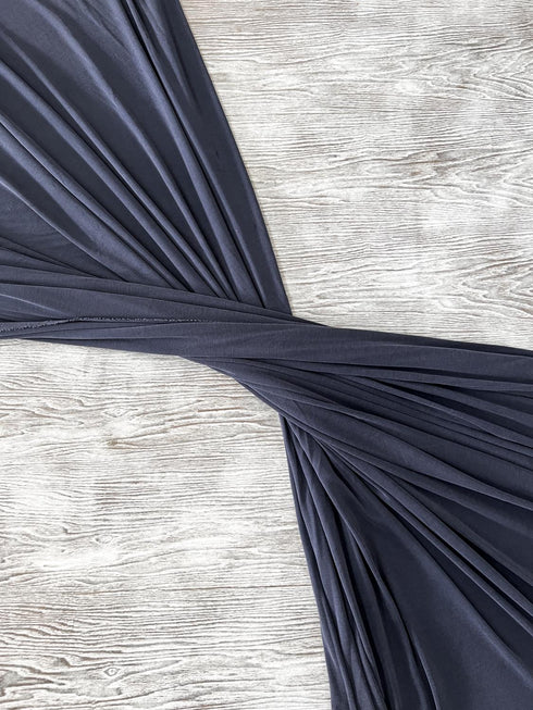 Muted Dark Blue Cupro Rib Knit Jersey Fabric by the yard ATK00542R