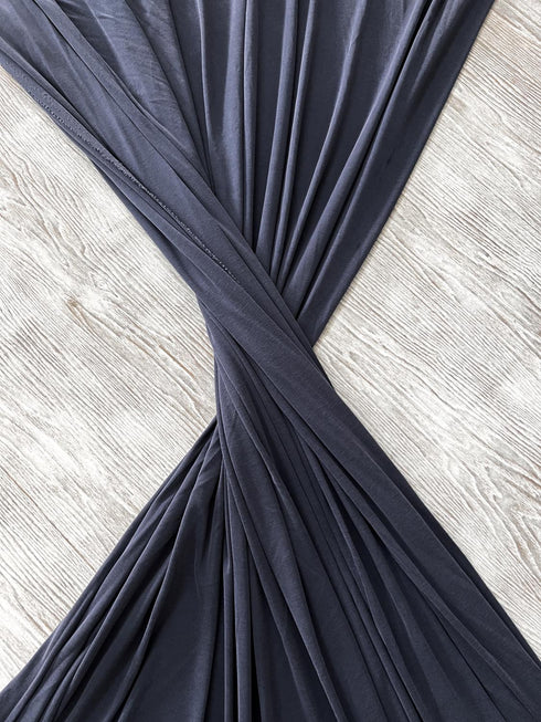 Muted Dark Blue Cupro Rib Knit Jersey Fabric by the yard ATK00542R