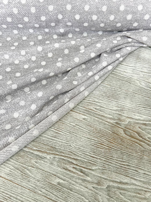 Heather Gray Polka Dot French Terry Designer Fabric by the yard FTK00872R