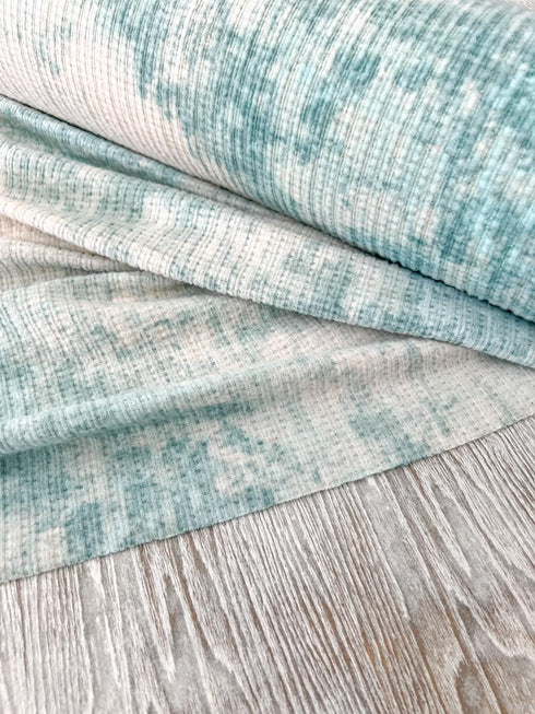 Green and Oatmeal Tie Dye Brushed Rib Sweater Knit Fabric by the yard OSK01221R