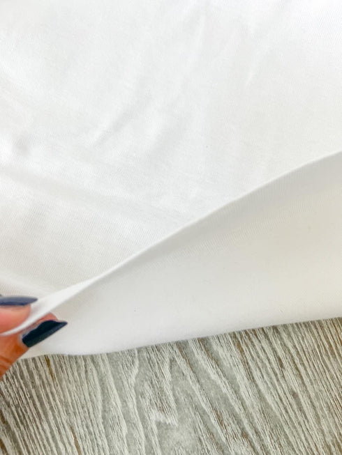 White Cotton Spandex Fine Rib Knit Jersey Fabric by the yard ATK00541R