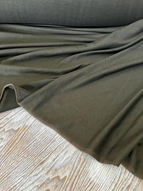 Dark Olive Green Baby French Terry Knit Fabric by the yard FTK00874R