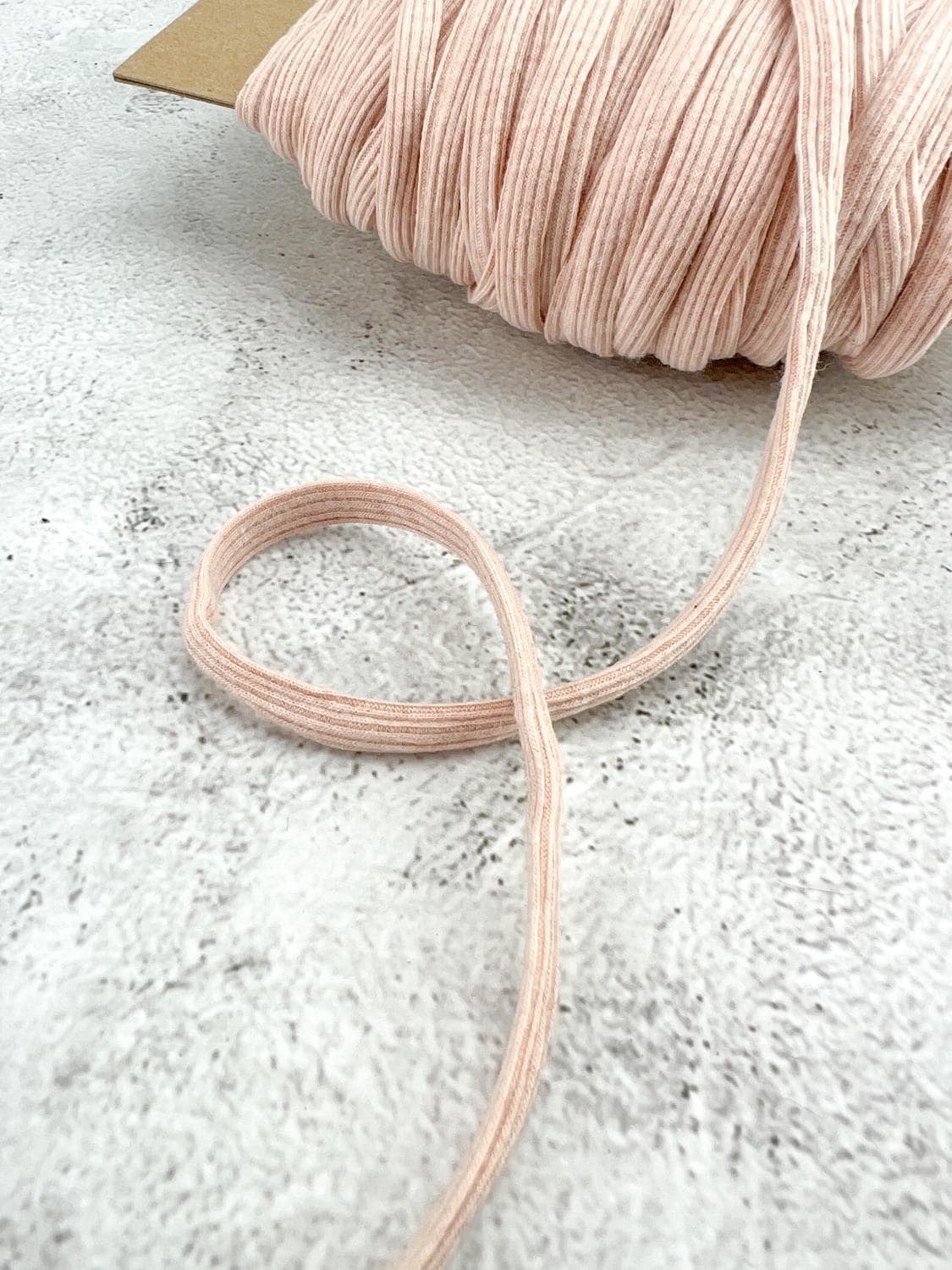 Pink Light Beige Blend Rib Knit trim Spaghetti Straps Hollow Tube Tubular Trim Remnant 35 yards
