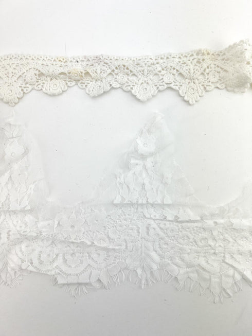 Off White and Ecru Mixed Variety Lace Trim Scrap Pack Scrap Bundle Pack 11 Trims SPK00202