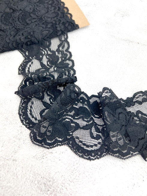 Black Lace Trim Remnant 3.25 yards SLT00313