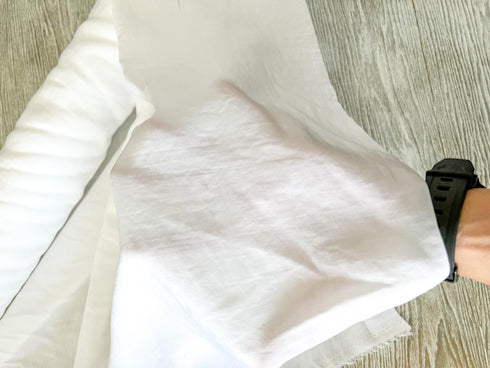 White Light Weight Washed Polyester Woven Fabric Designer Deadstock Fabric by the yard ATW00178R