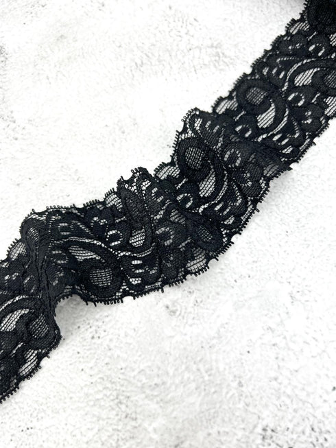Black Stretch Lace Trim per 5 yards SLT00327