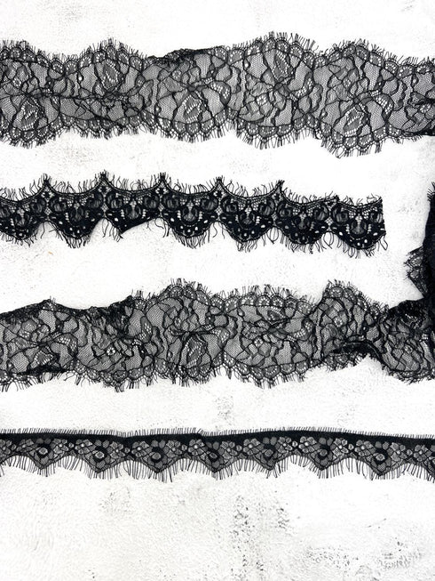 Black Lace Trims Variety Trim Scrap Pack Scrap Bundle Pack 12 pieces SPK00218