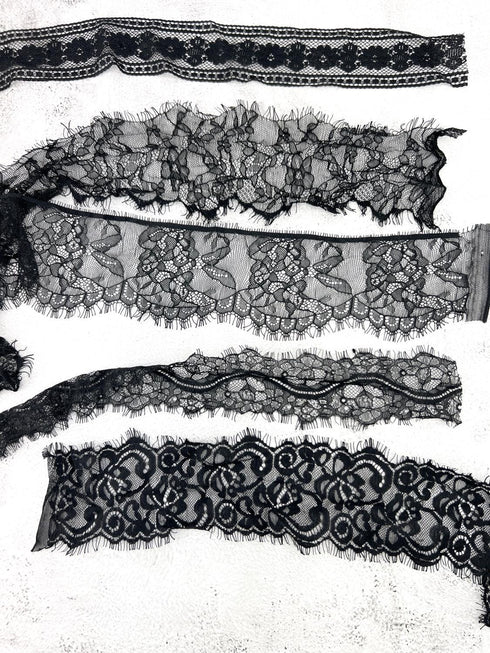 Black Lace Trims Variety Trim Scrap Pack Scrap Bundle Pack 12 pieces SPK00218