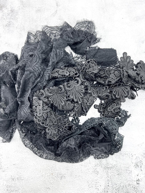 Black Lace Trims Variety Trim Scrap Pack Scrap Bundle Pack 6 pieces SPK00219