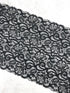 Black Extra Wide Stretch Lace Trim Remnant 1.5 yards SLT00329