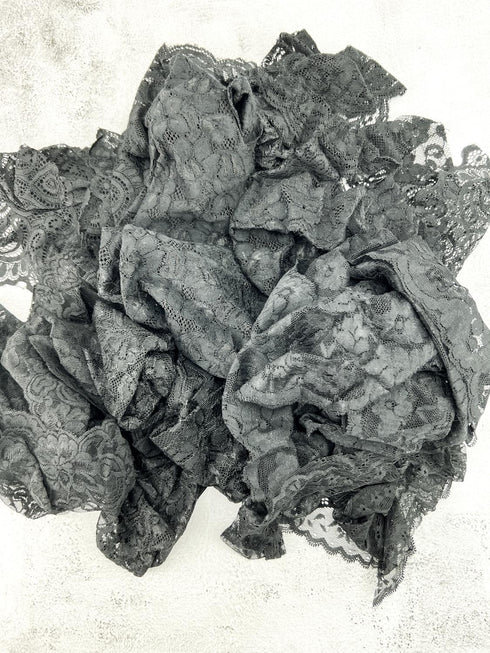 Black Wide Stretch Lace Trims Variety Trim Scrap Pack Scrap Bundle Pack II 8 Pieces SPK00214