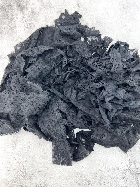 Black Stretch Lace Trims Variety Trim Scrap Pack Scrap Bundle Pack 14 pieces SPK00215