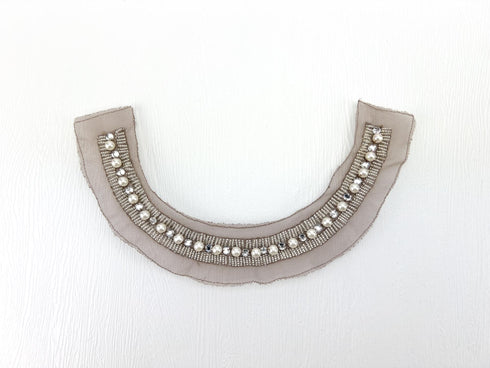 Beige Beaded Neck Applique APP00480