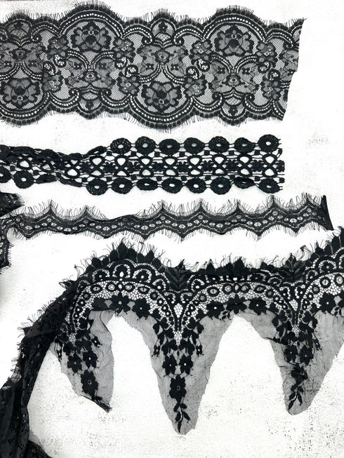 Black Lace Trims Variety Trim Scrap Pack Scrap Bundle Pack 6 pieces SPK00217