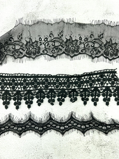 Black Lace Trims Variety Trim Scrap Pack Scrap Bundle Pack 6 pieces SPK00219