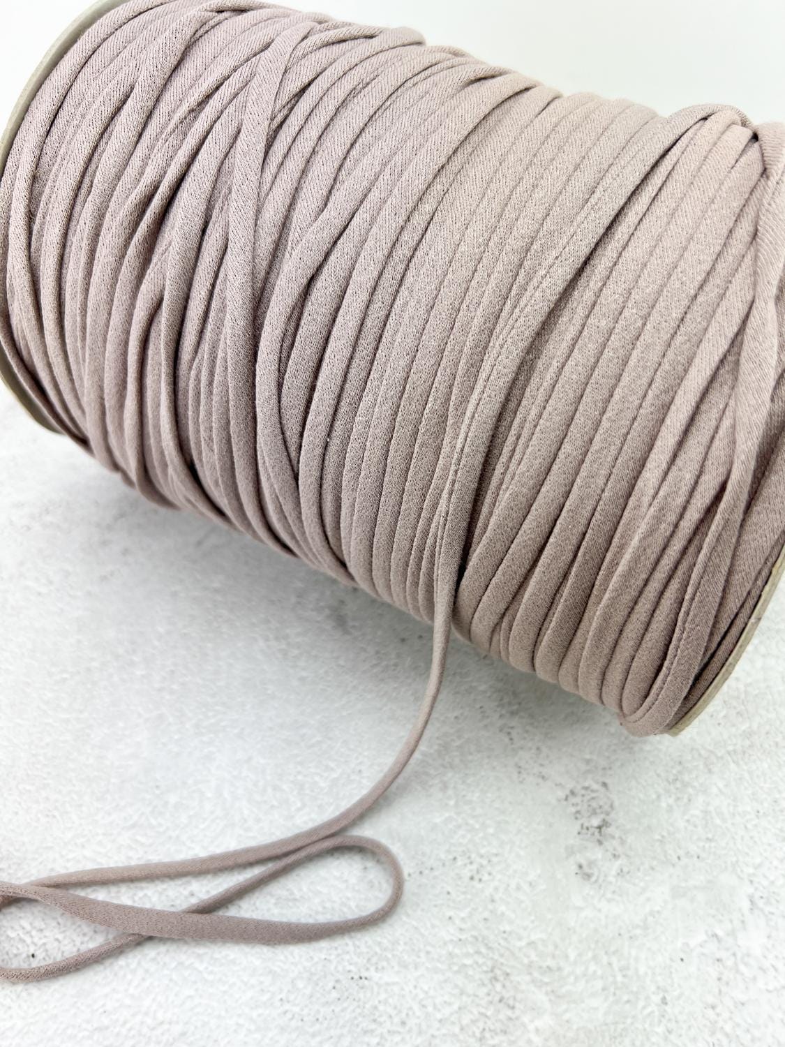 Beige Knit Trim Spaghetti Straps Hollow Tube Tubular Trim 1/4 inch width x 10 yards