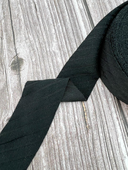 Black Rib Knit Bias Tape Binding Tape 1.25 inches width x 15 yards BST00344