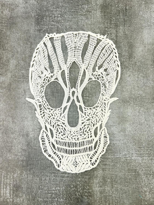 Ecru Cotton Lace Skull Applique APP00468