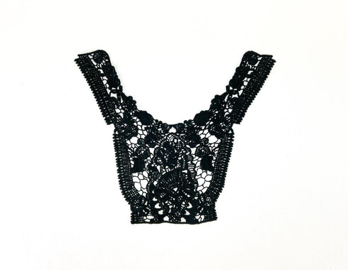 Black Floral Cotton Applique APP00471