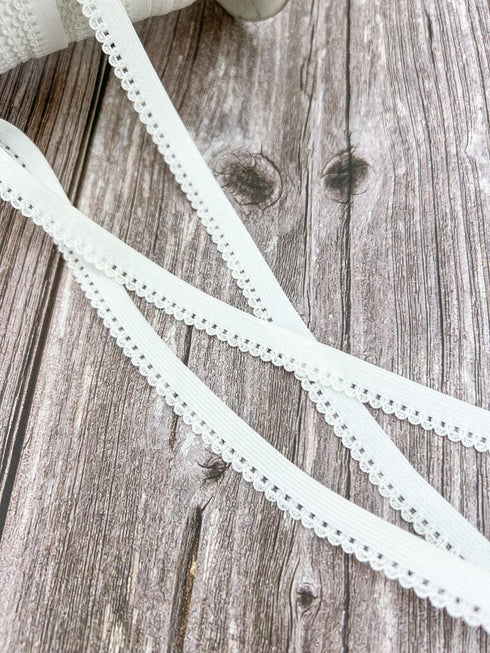Off White Picot Elastic Trim Lingerie Trim Remnant 7/16 inch width x 20 yards
