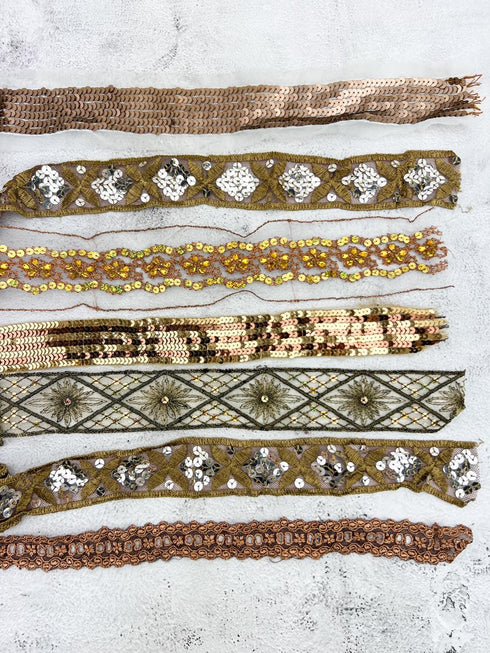 Brown and Gold Variety Fancy Trim Scrap Pack Scrap Bundle Pack SPK00225