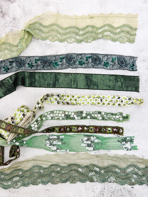 Green Variety Fancy Trim Scrap Pack Scrap Bundle Pack SPK00231