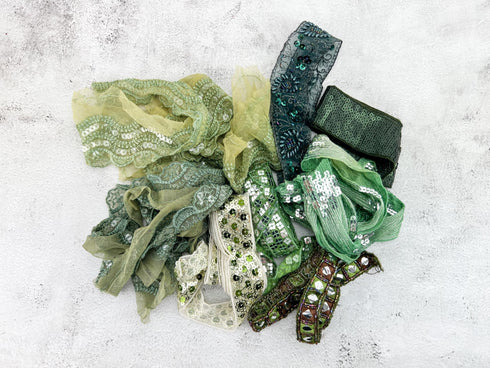 Green Variety Fancy Trim Scrap Pack Scrap Bundle Pack SPK00231