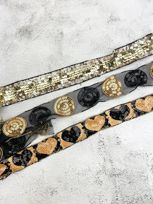 Black and Gold Variety Fancy Trim Scrap Pack Scrap Bundle Pack SPK00222