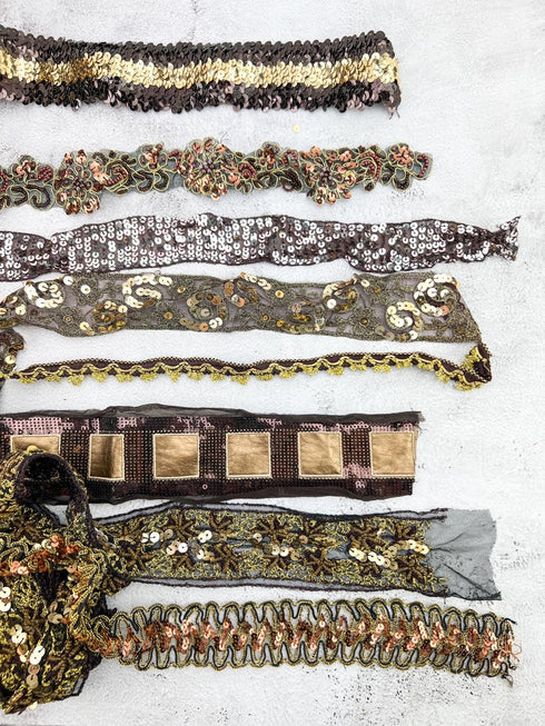 Brown and Gold Variety Fancy Trim Scrap Pack Scrap Bundle Pack SPK00224