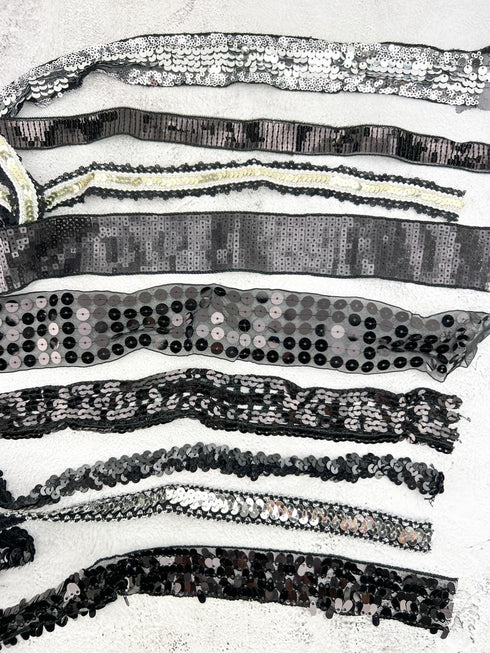 Black and Silver Variety Fancy Trim Scrap Pack Scrap Bundle Pack SPK00232
