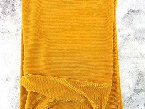 Mustard Yellow Pleated Woven Fabric Remnant 1 yard